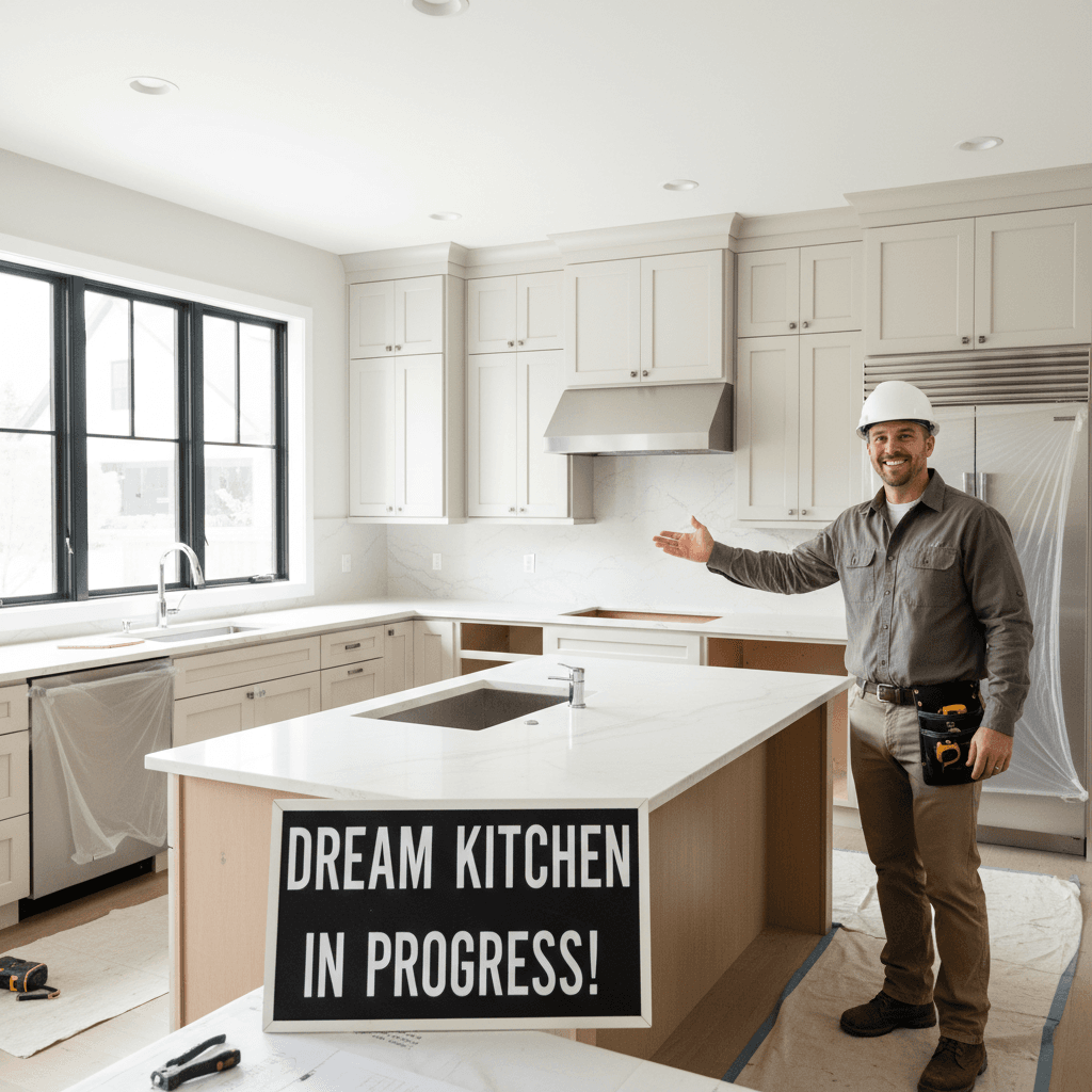 Kitchen renovation with new cabinets and countertops